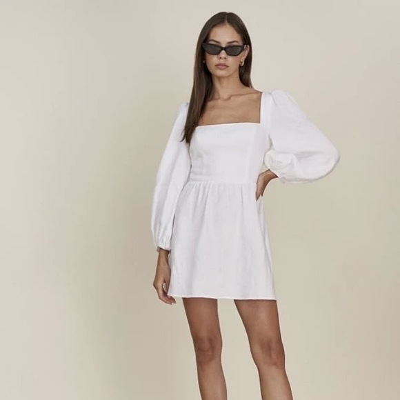 Reformation Brodie Linen Dress (White) Dresses